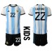 Cheap Argentina Lautaro Martinez #22 Home Football Kit Children World Cup 2022 Short Sleeve (+ pants)